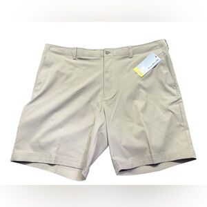 NICKLAS mens 40 moisture wicking stretch fabric UPF 50 tan shorts eco friendly